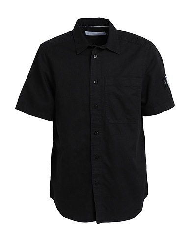 CALVIN KLEIN JEANS Camicia tinta unita Nero 61% Cotone, 39% Lino