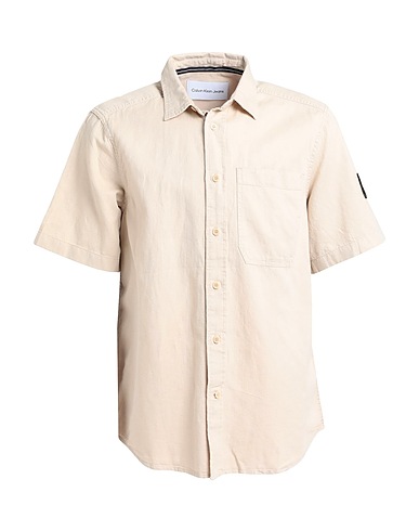 CALVIN KLEIN JEANS Solid colour shirt Cream 61% Cotton, 39% Linen
