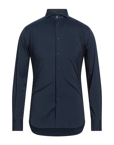 DEL SIENA Solid colour shirt Navy blue 75% Cotton, 21% Polyamide, 4% Elastane
