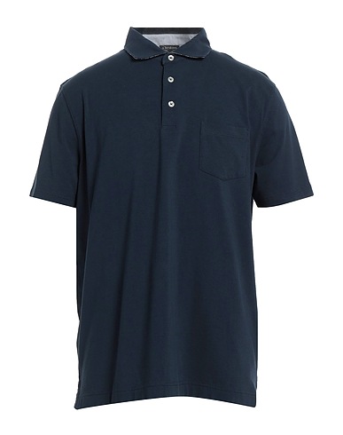 TESTONI Polo shirt Navy blue 95% Cotton, 5% Elastane