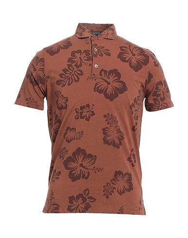 TESTONI Polo shirt Brown 95% Cotton, 5% Elastane