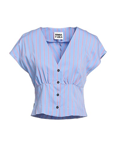 BIMBA Y LOLA Striped shirt Light blue 89% Viscose, 11% Polyamide