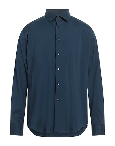 DEL SIENA Solid colour shirt Navy blue 75% Cotton, 21% Polyamide, 4% Elastane