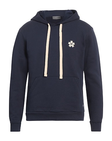 DANIELE ALESSANDRINI HOMME Hooded track jacket  Navy blue 100% Cotton