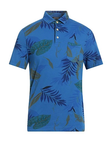 TESTONI Polo shirt Azure 95% Cotton, 5% Elastane
