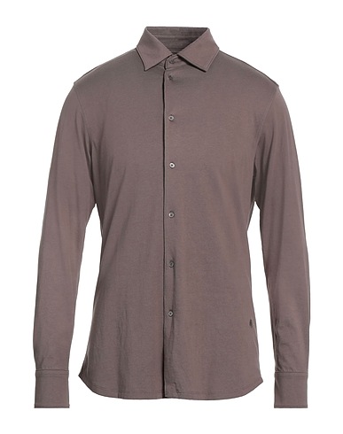 PAOLO PECORA Solid colour shirt Taupe 100% Cotton
