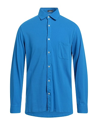 ROSSOPURO Solid color shirt Bright blue 100% Cotton