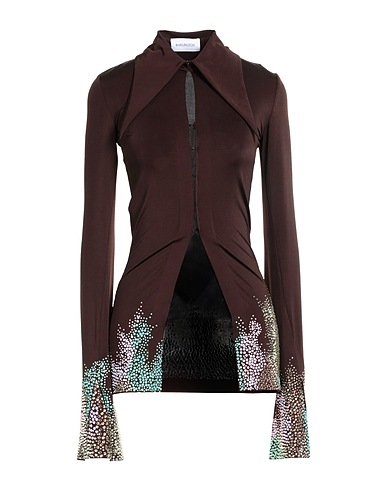 16ARLINGTON Shirts Dark brown 94% Polyester, 6% Elastane