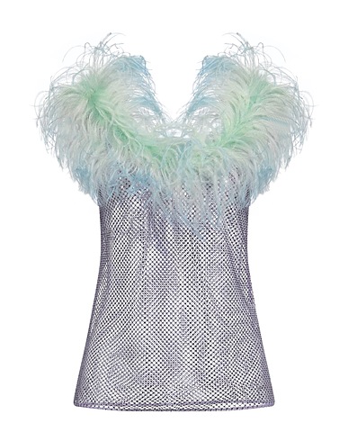 SAINT LAURENT Top Lilac 93% Polyester, 7% Elastane, Turkey feathers, Ostrich feathers