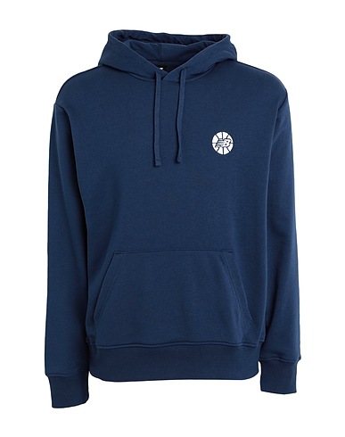 NEW BALANCE Hooded track jacket  NB Hoops Essentials Fundamental Hoodie
 Navy blue 64% Cotton, 36% Polyester