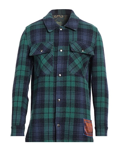 PIERRE-LOUIS MASCIA Checked shirt Navy blue 100% Wool