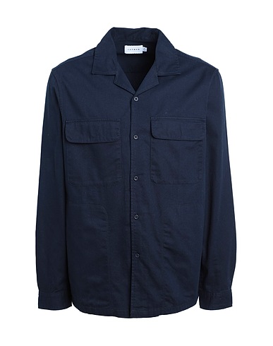 TOPMAN Solid colour shirt Navy blue 100% Cotton