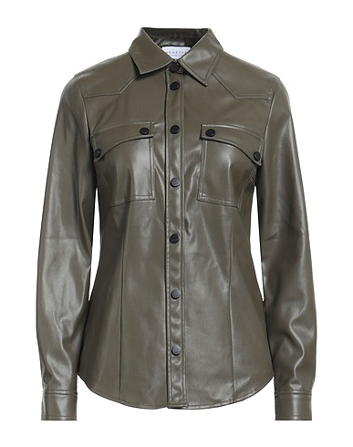 NENETTE Solid colour shirts & blouses Military green 100% Polyester, Polyurethane
