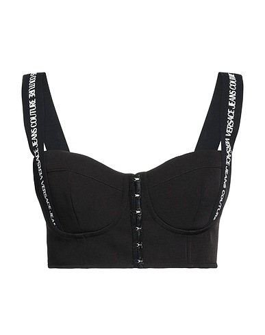 VERSACE JEANS COUTURE Top Black 93% Polyester, 7% Elastane