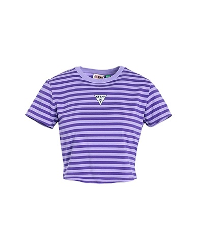 GUESS Crop top Purple 95% Cotton, 5% Elastane