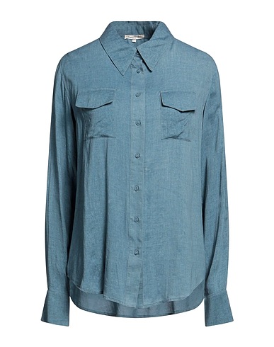 GOLD HAWK Solid colour shirts & blouses Slate blue 70% Rayon, 30% Linen