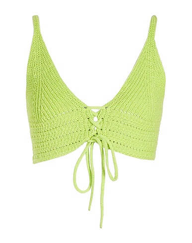 8 by YOOX Top COTTON BLEND CABLE KNIT TOP Lime green 75% Recycled cotton, 20% Recycled polyester, 5% Other Fibres