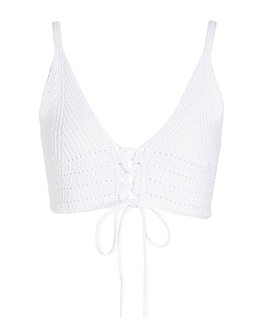 8 by YOOX Top COTTON BLEND CABLE KNIT TOP White 75% Recycled cotton, 20% Recycled polyester, 5% Other Fibres