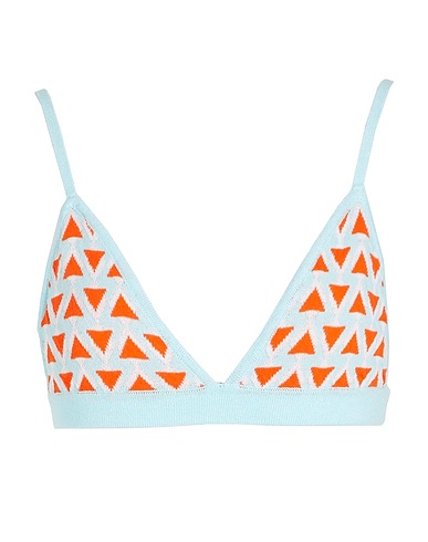 8 by YOOX Top COTTON BLEND KNITTED JACQUARD BRA
 Sky blue 50% Recycled polyester, 50% Recycled cotton