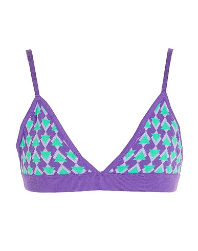 8 by YOOX Top COTTON BLEND KNITTED JACQUARD BRA
 Viola 50% Poliestere riciclato, 50% Cotone riciclato