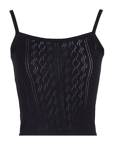 8 by YOOX Crop top VISCOSE BLEND CROPPED TANK TOP Nero 96% Viscosa, 4% Poliestere