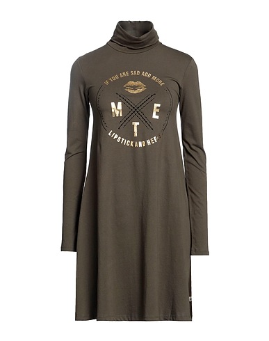 MET JEANS Short dress Military green 100% Cotton