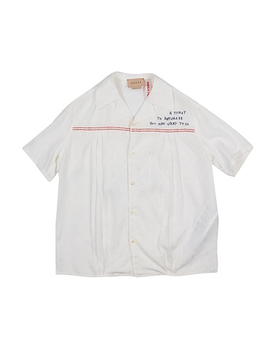GUCCI Camicia fantasia Bianco 100% Viscosa, Poliestere, Lino