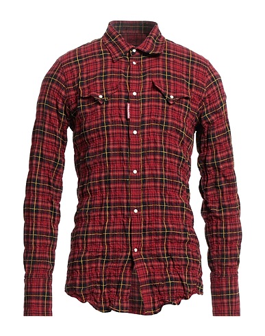 DSQUARED2 Checked shirt Brick 99% Cotton, 1% Elastane