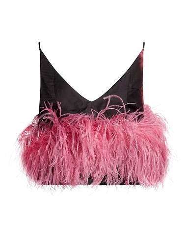 16ARLINGTON Camisole Dark brown 78% Viscose, 22% Silk, Ostrich feathers