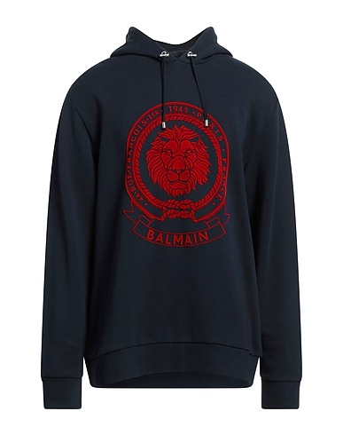 BALMAIN Hooded track jacket  Midnight blue 100% Cotton, Elastane