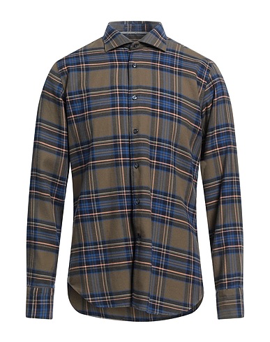 TINTORIA MATTEI 954 Checked shirt Brown 52% Cotton, 48% Lyocell