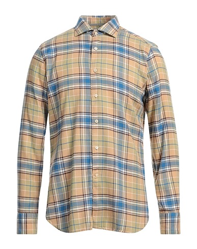 TINTORIA MATTEI 954 Checked shirt Yellow 52% Cotton, 48% Lyocell