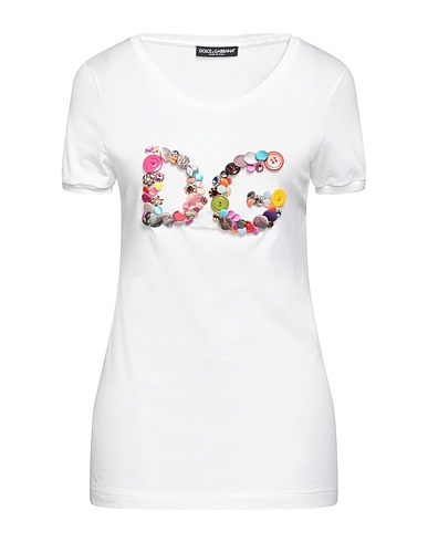 DOLCE&GABBANA T-shirt White 100% Cotton, Crystal, Brass, Zamak, Other Fibres