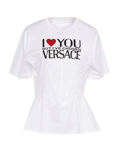 VERSACE T-shirt White 100% Cotton, Glass