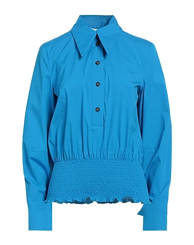 LIVIANA CONTI Solid colour shirts & blouses Azure 64% Cotton, 31% Polyamide, 5% Elastane