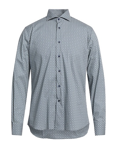 DOMENICO TAGLIENTE Patterned shirt Slate blue 100% Cotton