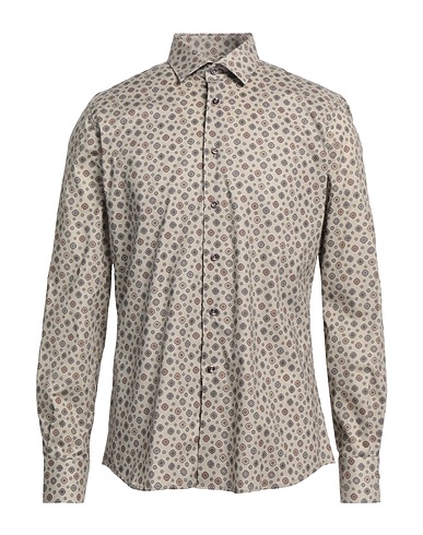 DOMENICO TAGLIENTE Patterned shirt Khaki 100% Cotton