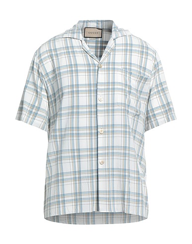 GUCCI Checked shirt White 100% Viscose, Polyester
