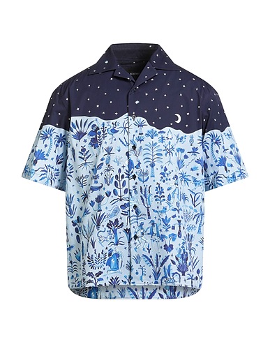 NEIL BARRETT Patterned shirt Midnight blue 100% Cotton