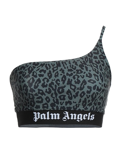 PALM ANGELS One-shoulder top Military green 78% Polyester, 22% Elastane, Polyamide