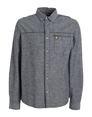 LYLE & SCOTT Solid colour shirt Grey 90% Cotton, 10% Linen