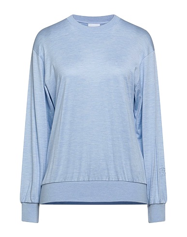 BURBERRY Basic T-Shirt Sky blue 62% Silk, 38% Cotton, Polyamide, Elastane