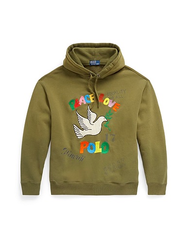 POLO RALPH LAUREN Hooded track jacket  EMBROIDERED GRAPHIC FLEECE HOODIE
 Military green 87% Cotton, 13% Polyester