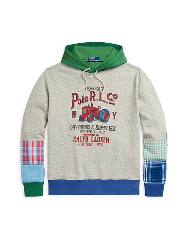 POLO RALPH LAUREN Hooded track jacket  PATCHWORK FLEECE GRAPHIC HOODIE
 Grey 87% Cotton, 13% Polyester