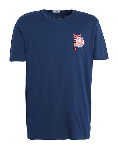 BIKKEMBERGS T-shirt Navy blue 95% Cotton, 5% Elastane