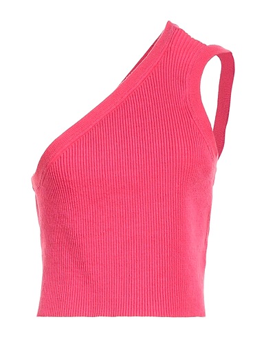 JACQUEMUS One-shoulder top Magenta 86% Linen, 13% Polyamide, 1% Elastane