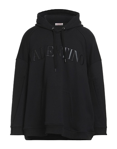 VALENTINO GARAVANI Hooded track jacket  Black 100% Cotton, Elastane