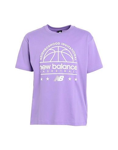 NEW BALANCE T-shirt Hoops Cotton Jersey Short Sleeve T-shirt
 Lilac 100% Cotton