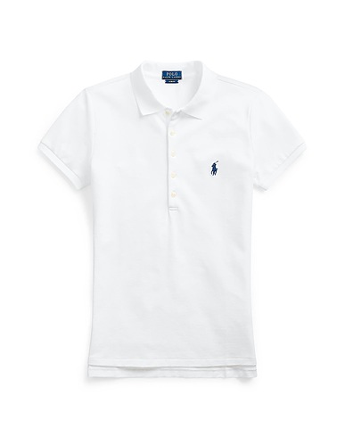 POLO RALPH LAUREN Polo shirt SLIM FIT STRETCH POLO SHIRT White 97% Cotton, 3% Elastane