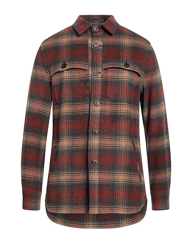 LARDINI Checked shirt Brown 50% Acrylic, 25% Polyester, 20% Wool, 5% Other Fibres